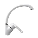 Homyl 現代　多色　スプレー塗装　蛇口　噴霧器付き　シングルハンドル　360度回転　ミキサータップ　キッチン　　360°回転　全4色 - 白