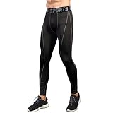 [Nesseo] スポーツタイツ メンズ コンプレッション ロング タイツ パワーストレッチ レギンス アンダー UVカット 吸汗 速乾 防寒 blk-gr L 1060
