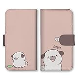 OPPO Reno7 A 用 ケース オッポリノ7A 用 スマホケース カバー 手帳型 パグ 犬 可愛い イラスト 絵 04. くすみピンク