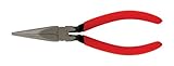Xcelite 52NCGV Forged Alloy Steel Needle Long Nose Plier with Red Cushion Grip Handle, Serrated, 6 L
