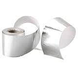 サーモ テープ ステッカー 配管 ダクト マフラー 保温 断熱 車 バイク 単車 5cm幅 5ｍ長さ グラスファイバー アルミ 整備 メンテナンス 作業 DIY (シルバー)