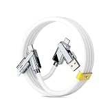 Toileum 4 in 1 マルチ充電ケーブル 急速充電PD100W USBケーブル 高耐久PVC編み 4スタイル変換 USB C to USB C/USB C to ライトニング/USB A to USB C/USB A toライトニング（ホワイト，1.5M）