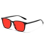 [Rimerakea] ブルーライトカットメガネ レッド TR90 素材 UV カット 目の疲れ軽減 睡眠改善 パソコン専用