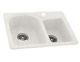 Swanstone KSDB-2518-059 25-Inch by 18-Inch Super Saver Double Bowl Kitchen Sink, Tahiti Ivory Finish