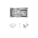 キッチン用流し台(蛇口なし) キッチンシンク 台所の流し台 2槽 #304ステンレス製流し台