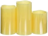 Glow Candles - Flameless Color-Changing Candles, 3 Battery-operated LED Pillar Candles with Remote (