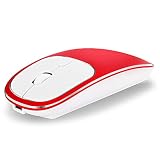 Vesterワイヤレスマウス 薄型 瞬時接続 無線マウス【Bluetooth 2.4G 3DPIモード 5.1 充電式】4ボタンを調整可能 コンパクト type-C変換アダプタ付属 ワイヤレス 小型 高感度 省エネルギー 在宅勤務/テレワーク用 持ち運び便利 多機種対応 (レッド)