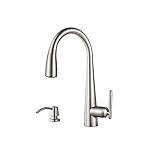 Pfister GT529-SMS Lita Single Handle Pull-Down Kitchen Faucet with Soap Dispenser, Stainless Steel [