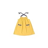 夏ベイビー服 女の子ワンピース 黄色 100cm Pojour 無地ガールズドレス キッズ用かわいいドレス 子供ギフト 綿 通気