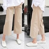 【bttm102852】マタニティ パンツ タック入 8分丈 ストレッチ ラクチン マタニティー ワイドパンツ (フリー, ブラック)