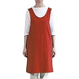 l'atelier nuuit （アトリエヌイ） ウォッシュドコットン クロスオーバーエプロン ブリックレッド