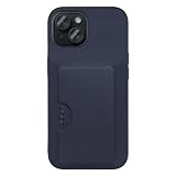 LOOF SKIN SLIM-SLOT レザー カード収納 スマホケース for iPhone 15 用 ケース カバー 背面 ストラップホール カードポケット シンプル 耐衝撃 薄型 軽量 leather [ネイビー]