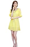 【SEBLES】マタニティ 妊婦 ファッション フレア ワンピース 半袖 シフォン レイヤード ソフトカラー エレガント 大人可愛い お出かけ お洒落 デート(イエロー,XXL)