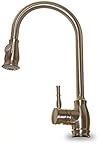 iSpring L8241BN Lead-Free Euro Modern Contemporary Single Handle Pull-Down Kitchen Faucet, Brushed N