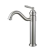Hiendure 真鍮シングルレバー洗面器の蛇口、起毛ニッケル