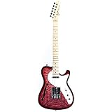 Grote Electric Guitar Semi-Hollow Body Single F-Hole Tele Style Guitar Basswood with Canadia Maple neck Chrome Hardware (Red)