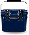 CAMP-ZERO 10 | 10.6クォート クーラー 成形カップホルダー2個&折りたたみアルミハンドル | 厚い壁 冷凍庫グレードクーラー 安全なロックシステム&タイダウンチャンネル (ネイビー)