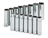 Sk Hand Tool Llc 1945 15 Pc .5 Inch Dr Deep Metric Chrome Socket Set