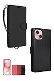 シズカウィル iPhone 15 用 手帳型 ケース カバー グレイスケース ストラップ付き ストラップホール 1個入り リッチブラック