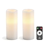 ホワイトFlameless Waxピラーキャンドルwithリモート| 2、ウォームホワイトのLEDのセット、電池付属 Set of 2- 8" ホワイト LC004294