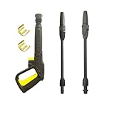 ケルヒャー(Karcher)対応高圧洗浄機KシリーズK2 K3 K4 K5 K7用家庭用洗浄道具交換セットは，トリガーガン+ サイクロンジェットノズル+バリオスプレーランス（高低圧），トリガーガン水道管用留め具交換部品付き