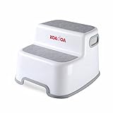 KOADOA 子ども 踏み台 子供 トイレ台 幼児 ２段 ステップ 手洗い 洗面所 洗面台 風呂台 滑り止め (グレー)