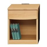 ナイトテーブル(ベッドサイドテーブル) ナチュラル 木製(天然木) 幅40cm Wコンセント付き 日本製 【完成品】【代引不可】