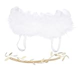 ノーブランド品　赤ちゃん　新生児　ヘッドバンド　翼　衣装　記念写真　小道具　装飾　ベビーシャワー　2セット　3色選べる - ホワイト+ゴールド