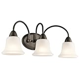 45883OZ Nicholson 3LT Vanity Fixture, Olde Bronze Finish and Satin Etched Glass Shades by Kichler