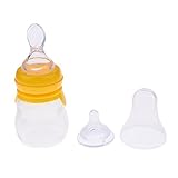 Fenteer ベビー　ミルク　哺乳瓶　＆　シリコン　スクイズ　フィーダー　シリコン　2　in　1　160ML　全4色 - 黄
