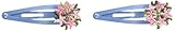 Bijoux & Bee(ビジュー&ビー) 花モチーフのヘアピン<日本製> ピンク花×ブルー