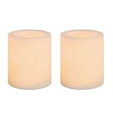 Inglow CG10286WH2 1.75-Inch Tall Flameless Wax Covered Votive Candle with Embedded LED, White, 2-Pac
