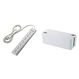 ELECOM 電源タップ 雷ガード 一括スイッチ マグネット付き 抜け止めコンセント 7個口 2m T-Y3A-2720WH+ELECOM ケーブル収納ボックス 6個口電源タップ収納 ホワイト EKC