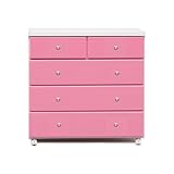 アルファタカバ ベビータンスシリーズ ブロッサムキャスター付きチェスト 80cm幅4段 ピンク(クリスタルピンク)