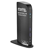 Plugable USB3.0 ドッキングステーション Windows および macOS 用 - 4K デュアル DisplayPort モニター 対応 、有線イーサネット USB3.0 ポート x6 音声入出力