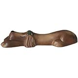 車止めブロック ブロックアニマル カーストッパー オットドッグ メス 火色 リボン緑色