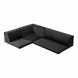 フロアソファ 3人掛け ロータイプ 起毛素材 日本製 （5色）組み替え自由｜Luculia-ルクリア- ブラック