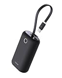 iWALK モバイルバッテリー 10000mAh 大容量 USB-C Type-C タイプc ケーブル内蔵 ケーブル一体型 22.5W急速充電 ストラップ一体型 2台同時充電 小型 軽量 コンパクト かわいい もばじゅう iPhone 17/16/15 Android/iPad対応 PSE認証済 ブラック