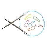 addi Skacel 40インチ (100cm) Rocket2 (正方形) 編み針 All Things Knitブランド ステッチマーカー (2.75mm)