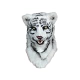 [UpdateClassic] アニマルマスク リアル タイガー お面 口が動ける 仮面 リアル 虎 かぶりもの パーティーグッズ ものまね 余興 なりきり コスチューム (ホワイト)