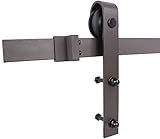 TMS 6.6 FT Country Dark Coffee Steel Sliding Barn Wood Door Hardware Black Antique by TMS