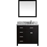 Virtu USA ms-2136l-wmsq-es-002は適用Caroline Parkway 36インチシングル洗面化粧台でエスプレッソwith Marbleトップ& Squareシンクwith