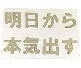 ヘルメットステッカー 明日から本気出す バイク ステッカー 車用デカール カッティングステッカー P0045 (シルバー)