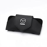 マツダ サングラスホルダー メガネケース サンバイザー アテンザ アクセラ CX-3 CX-4 CX-5 CX-8 デミオ 眼鏡オーガナイザー クリップ レザーバイザーアクセサリー メガネ収納ケース ユニバーサル自動車サングラス保護ボックス 取り付け簡単 （マツダ，ブラック）