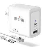 EwinE【PD充電器 急速充電と高速データ転送ケーブル付】65w 急速充電器 2ポートType C 高速充電器 PD対応 GaN(窒化ガリ