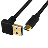 USB Type C 3.2 L字90度方向変換0.25m 0.5m 1m 1.5m USB-Aオスto USB-Cオス.急速充電.高速データ転送と56 Kレジ実装新MacBook/Nintendo Switch/Type-C装置に適用 (USB下L 1m)