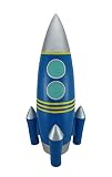 樹脂Toy Banks Big Blue Rocket Ship Coin Bank 18 in。9 X 18 X 9インチブルーモデル# 79803