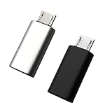 SZSL Type-C to Micro USB 変換アダプター変換アダプタ Type-C メス to Micro USB オス データ転送 充電対応 Galaxy、Nexus、Xperia等Micro USB設備 黒銀2個入り