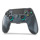 PUUNOKO p4コントローラー ワイヤレス ジャイロセンサーHD振動機能Bluetooth接続 重力感応 ゲームパット イヤホンジャック スピーカー P3/P4/PC対応 日本語説明書付き ブルー