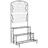 フェンス付きフラワースタンド/間仕切り/目隠し 【3段/1個】 スチール製 幅80cm 〔ガーデニング用品〕